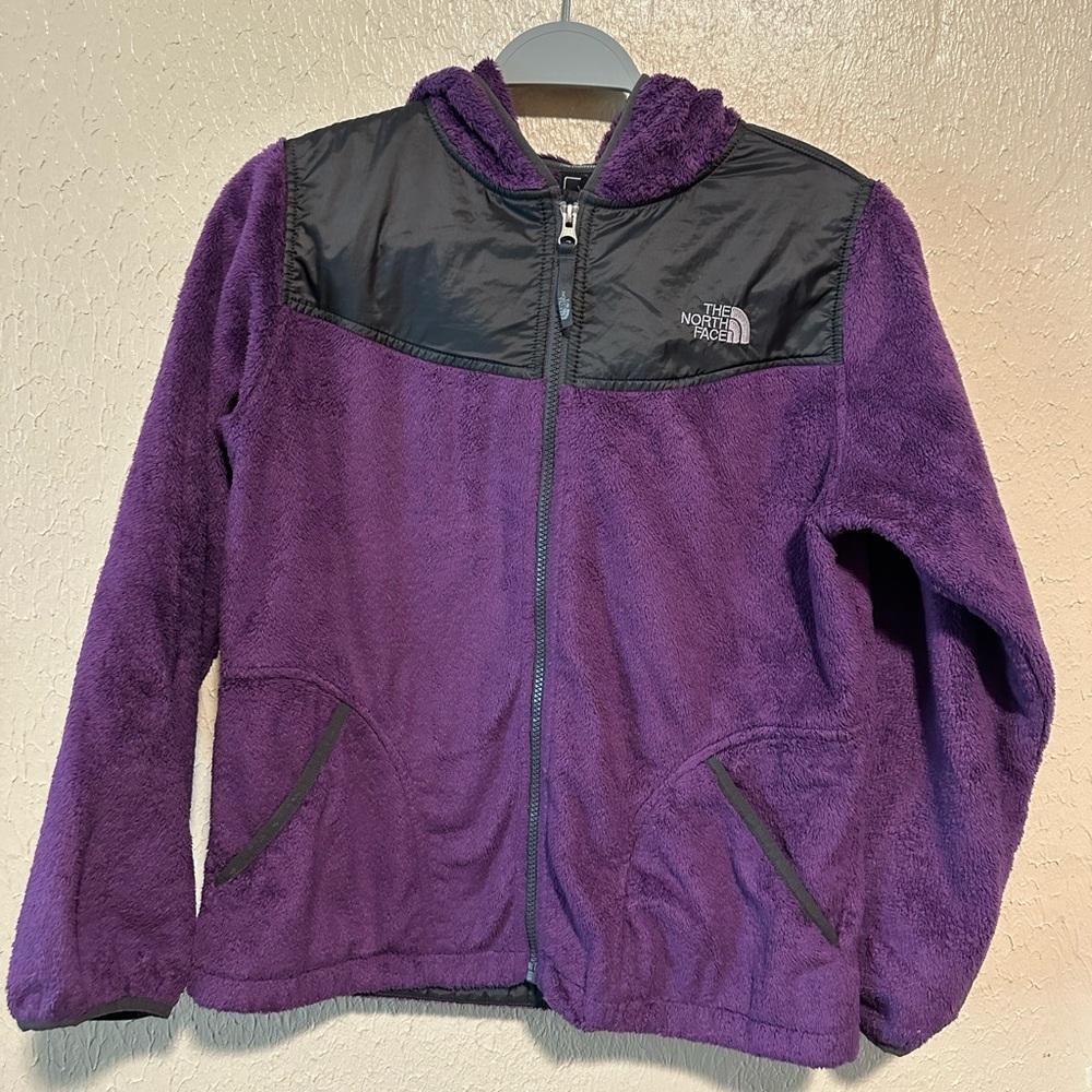 The North Face Girls XL Full Zip Jacket Hooded Fleece Purple